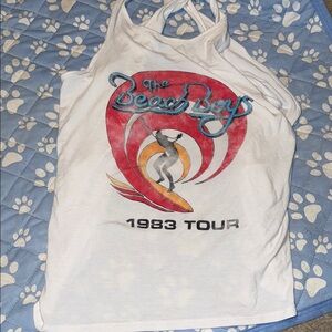 The Beach Boys Tank Top Shirt medium White Tour Racerback Slit Back Brian Wilson